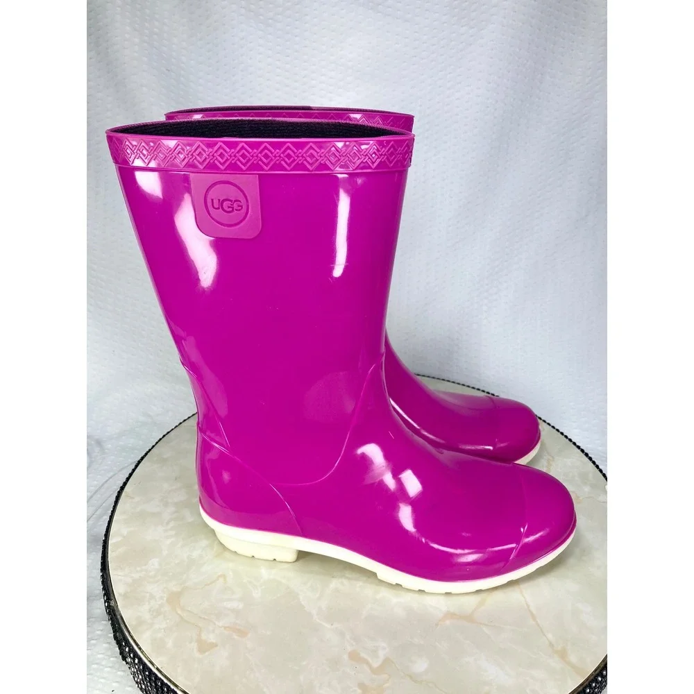 UGG Ranna Waterproof Mid Calf Rain Boots Womens 8 Girls 6 Pink Rubber Outdoor